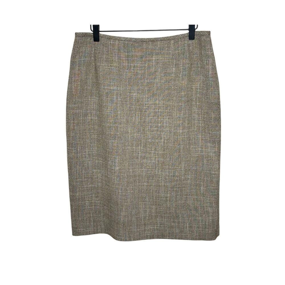 Le Suit Skirt Womens 12 Cream Ivory Textured Knit Pencil Knee Length Slit Lined